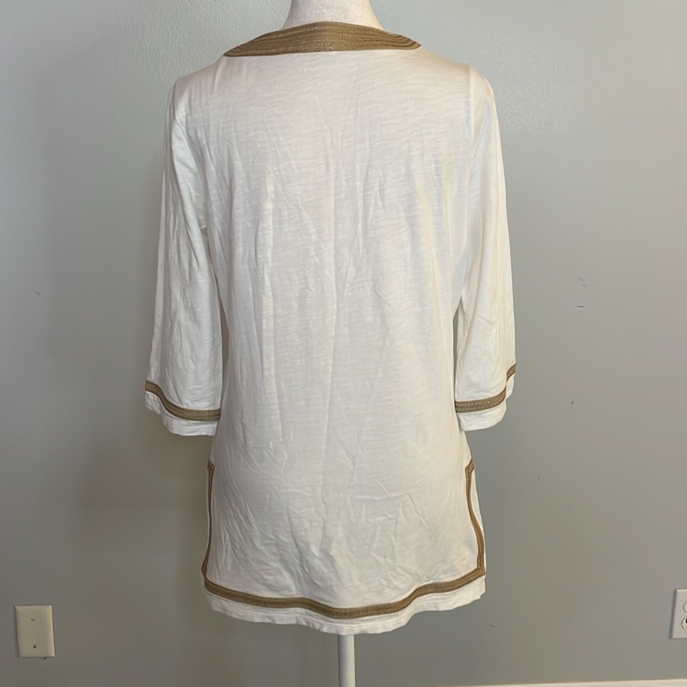 [Coldwater Creek] White/Gold Embroidered Blouse - Size XS (4-6) - Picture 5 of 7
